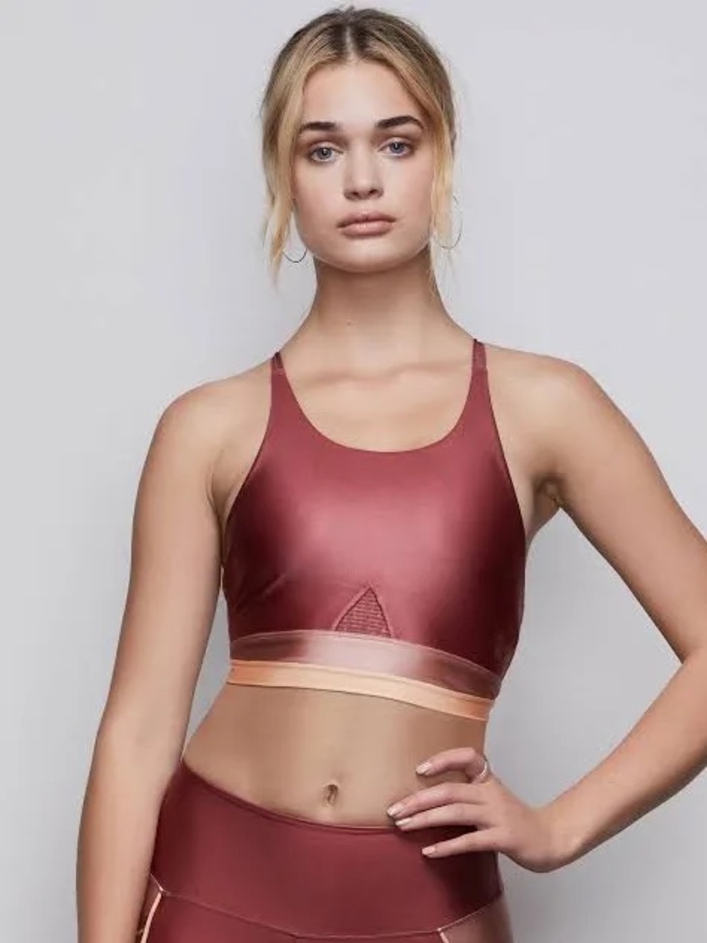 Good American Liquid Mix Longline sports bra Crop Top Size 2 Large
